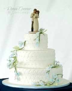 Quilting & Sweet Pea Wedding Cake