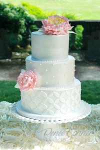 White Satin Peony Wedding Cake